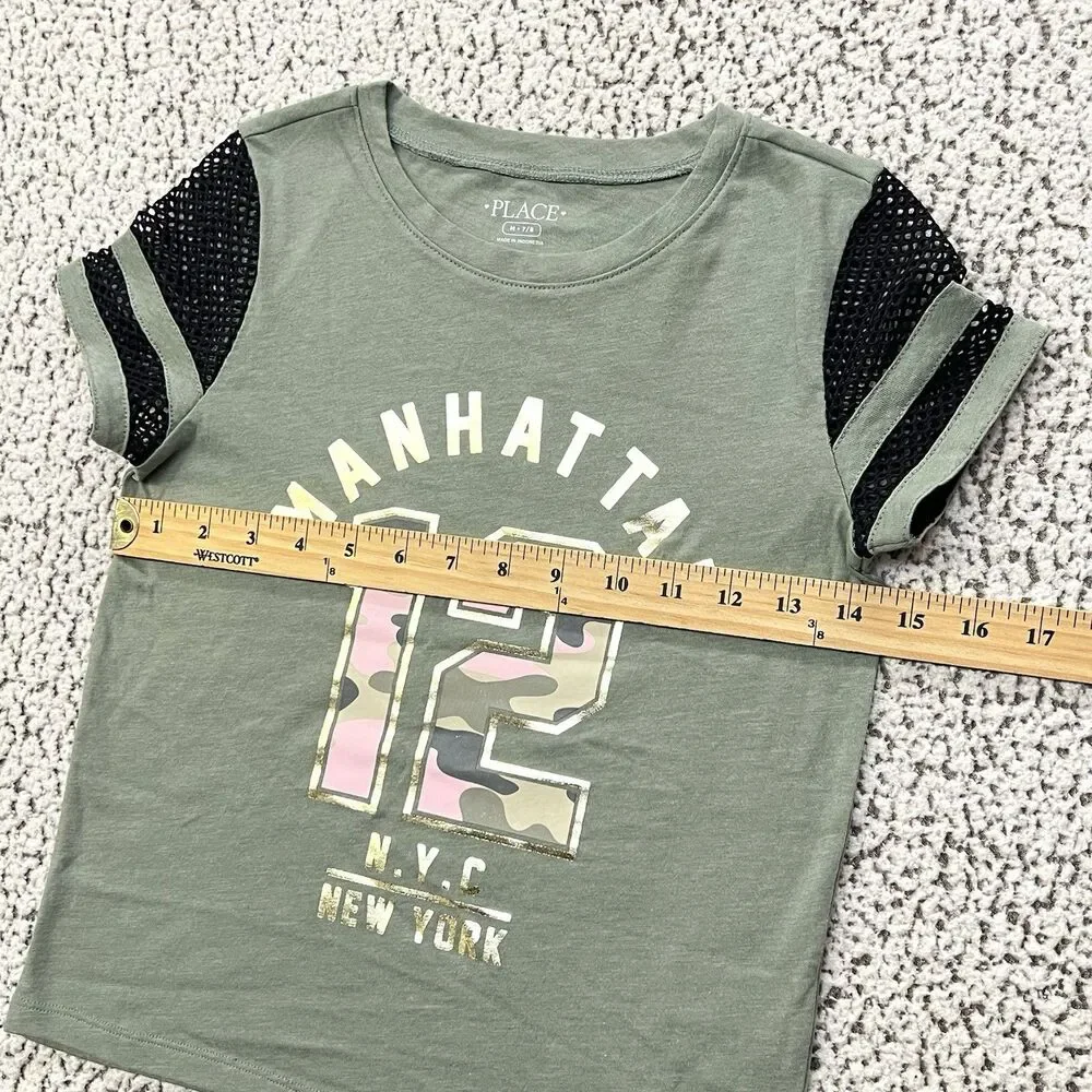 Childrens Place Girls Medium 7-8 Top Green Camo Shirt Manhattan New York NYC #12